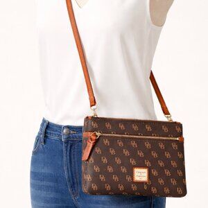 Dooney & Bourke Gretta Coated Cotton Patsy Crossbody in Brown T'Moro/Tan